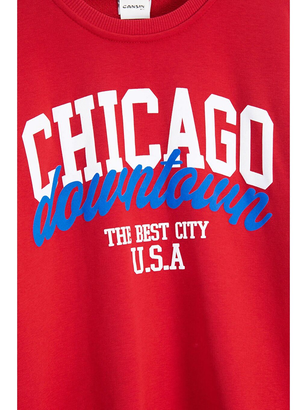 Kırmızı Chicago Baskılı Bisiklet Yaka Erkek Çocuk 2li Eşofman Takımı 22730-1