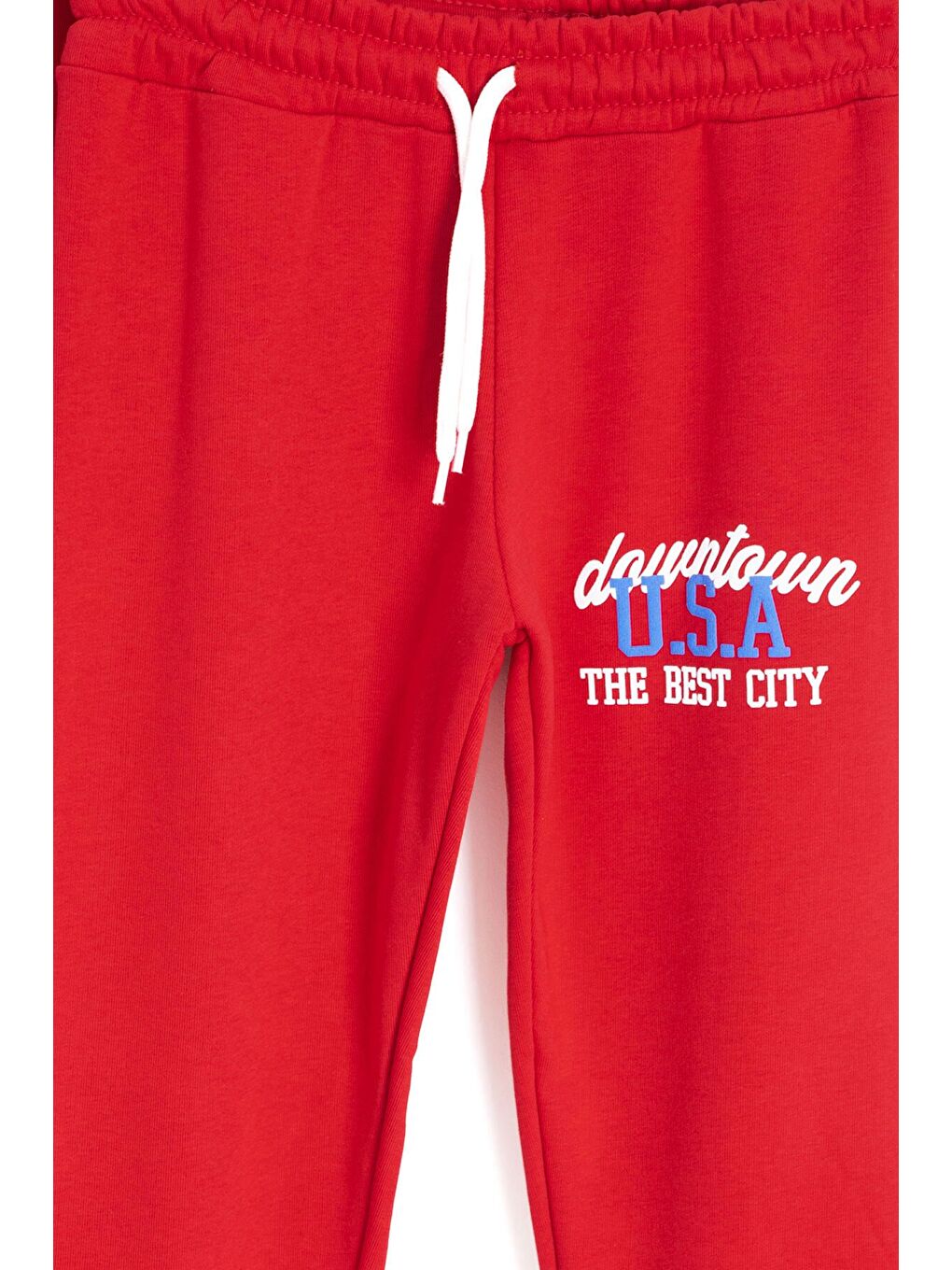 Kırmızı Chicago Baskılı Bisiklet Yaka Erkek Çocuk 2li Eşofman Takımı 22730-2