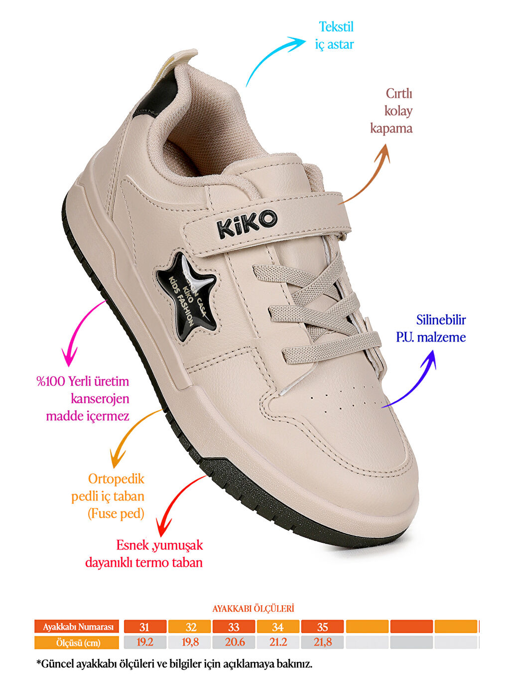 Bej Sand Cırtlı Erkek Çocuk Spor Ayakkabı-1