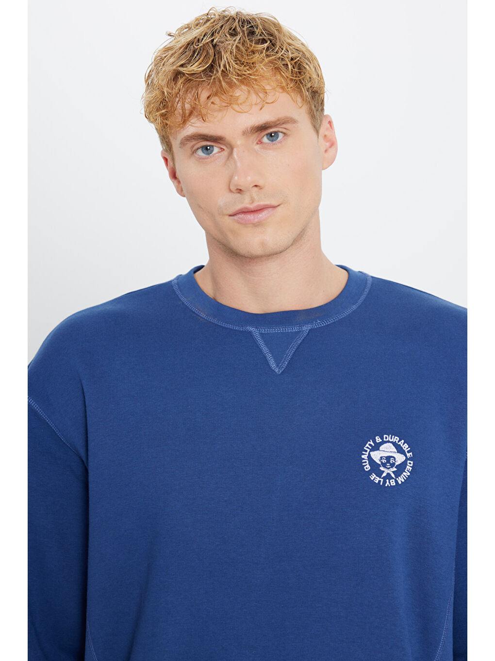 Lacivert İçi Polarlı Regular Fit Bisiklet Yaka Baskılı Sweatshirt-3