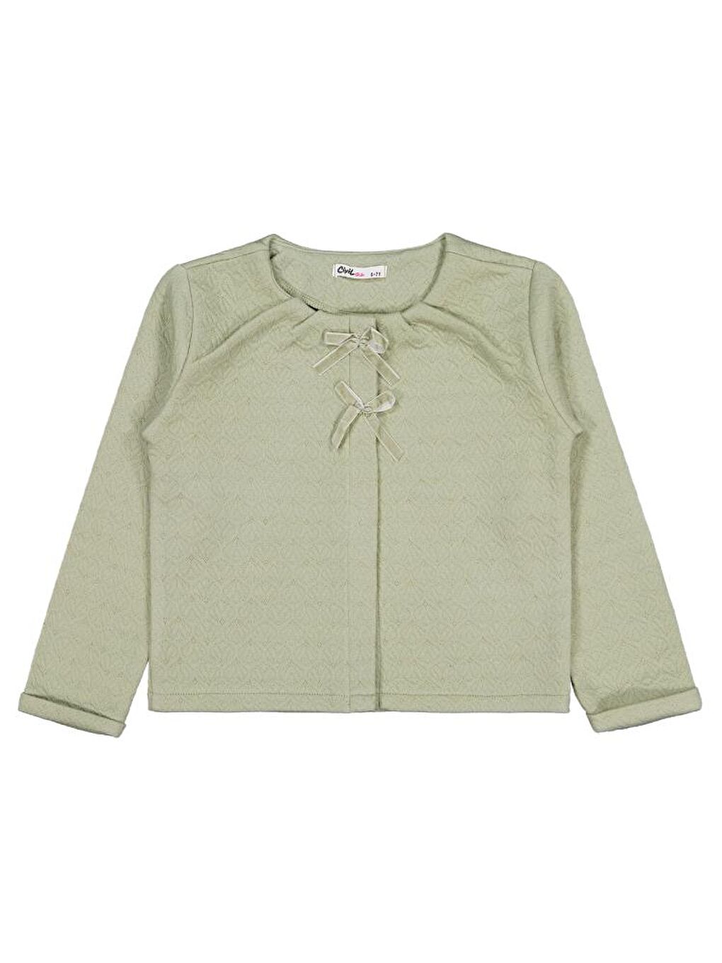 Haki Girls Önden Fiyonklu 6-9 Yaş Hırka