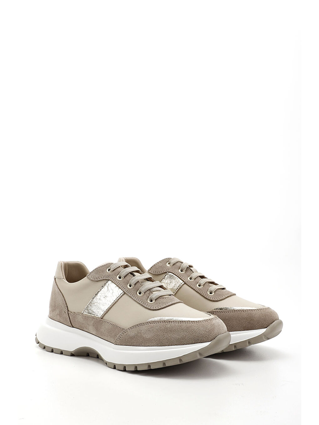 Bej Kadın BEJ-CAMEL Lastik Bağcıklı Hakiki Deri Sneaker-1