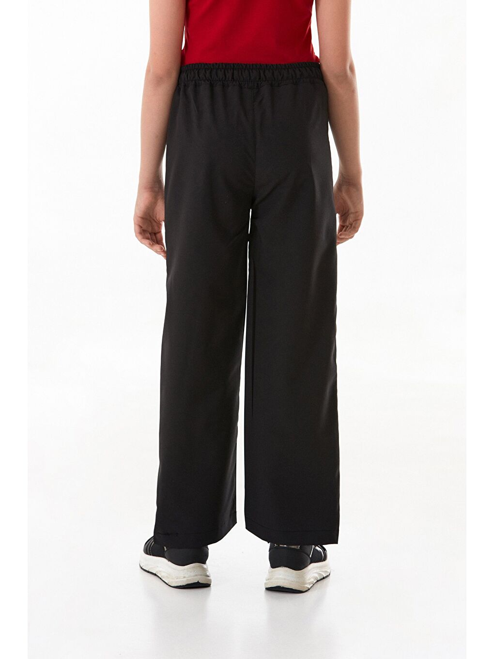 Siyah Beli Bağlamalı Paraşüt Kumaş Kız Çocuk Pantolon-2