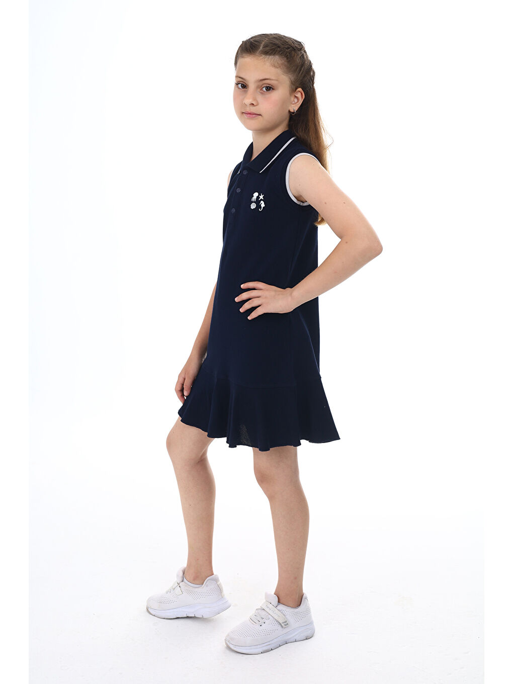 Lacivert Kız Çocuk Elbise-1