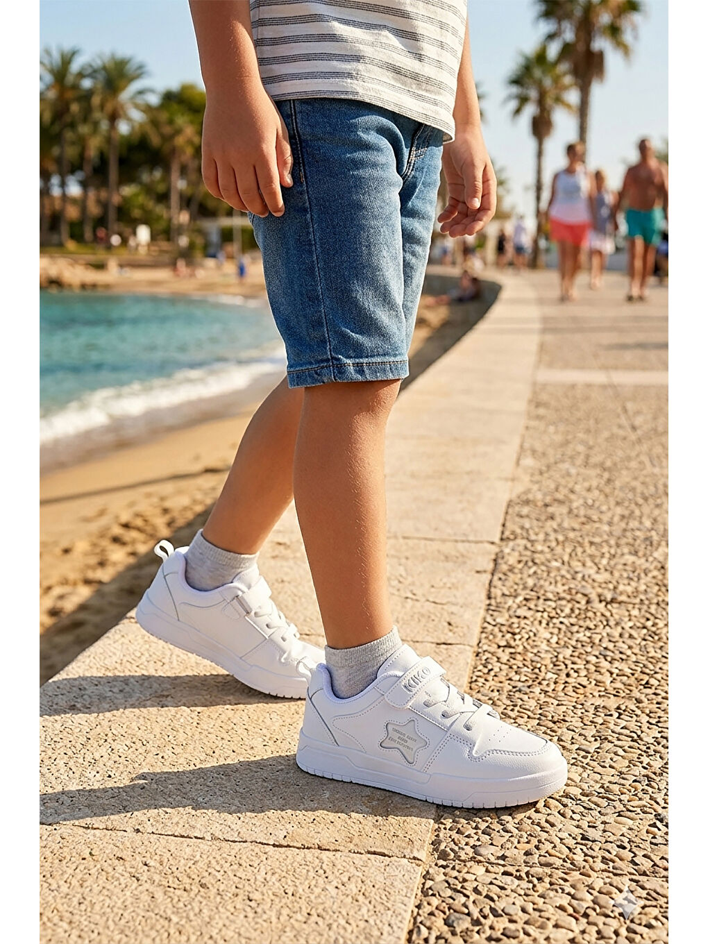 Beyaz Sand Cırtlı Erkek Çocuk Spor Ayakkabı-2