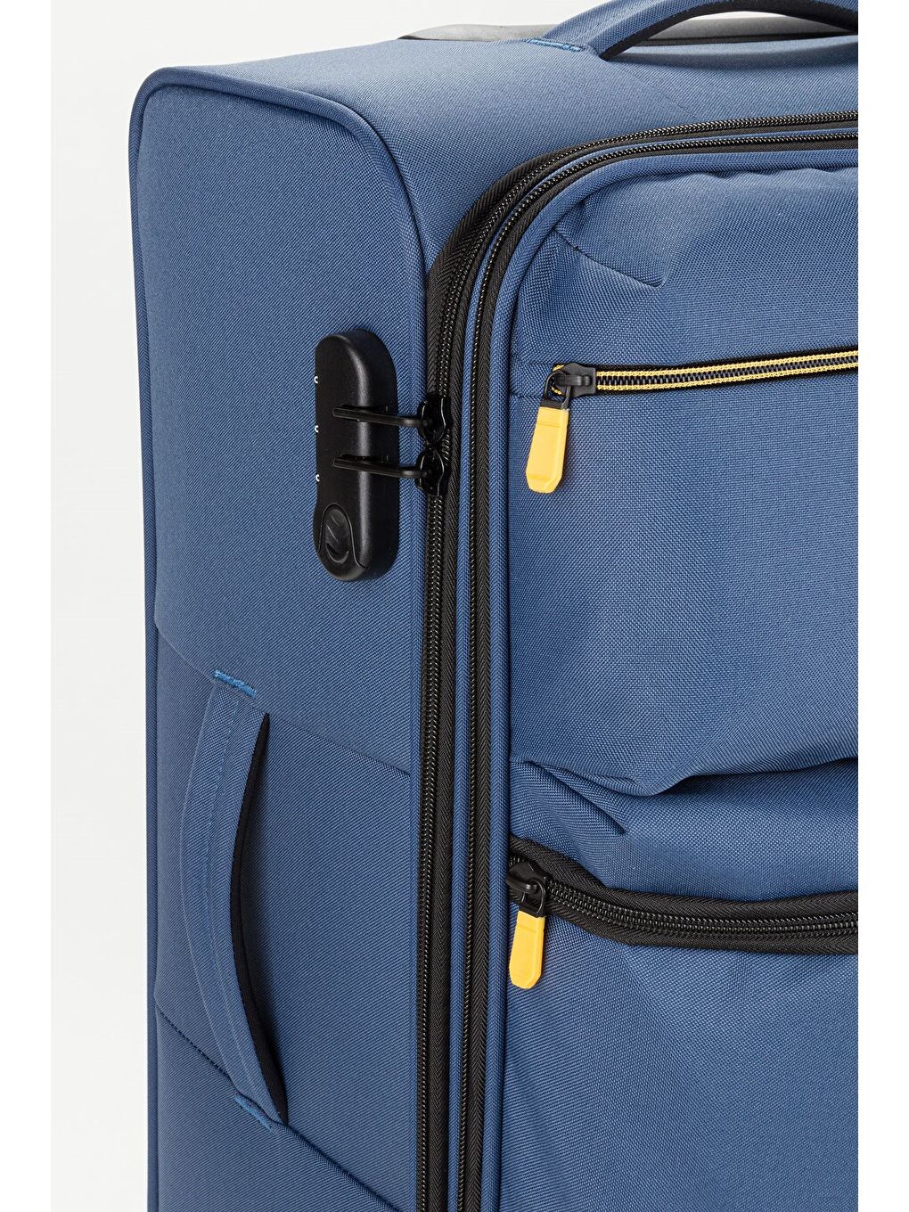 Unisex Mavi Hafif Ultra Light Lüx Kumaş Orta Boy Valiz-5