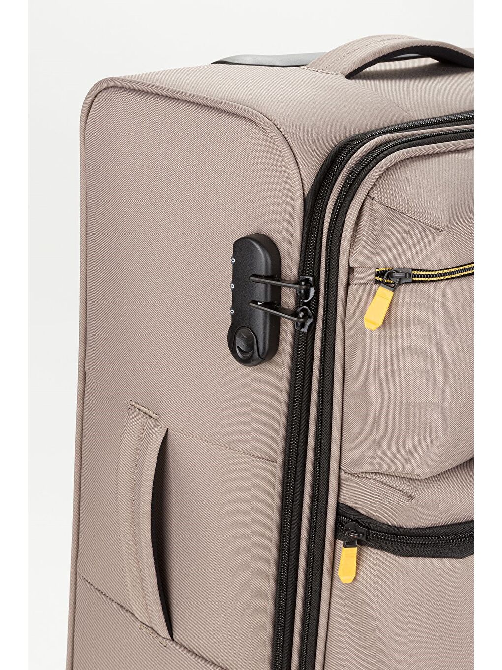 Bej Unisex Mavi Hafif Ultra Light Lüx Kumaş Orta Boy Valiz-6