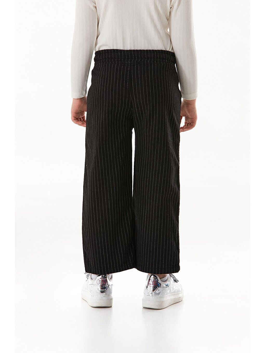 Siyah Çizgili Beli Bağlamalı Kız Çocuk Pantolon-2