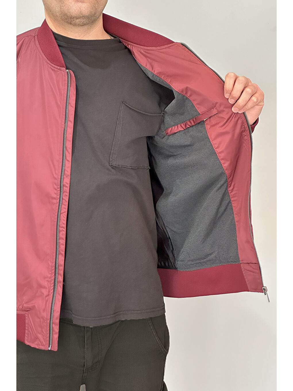 Erkek Kolej Yaka Mevsimlik Ceket Tek Üst REU-9127 Bordo-2