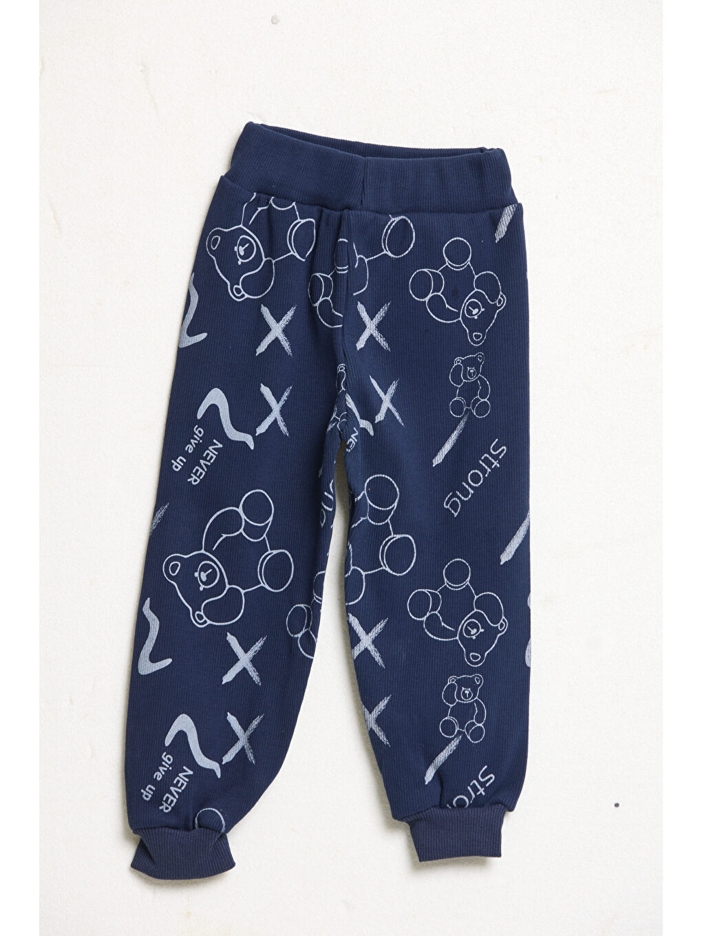 Karışık 5'li Paket Ayıcık Baskılı Bebek Fitilli Jogger Eşofman Altı-1