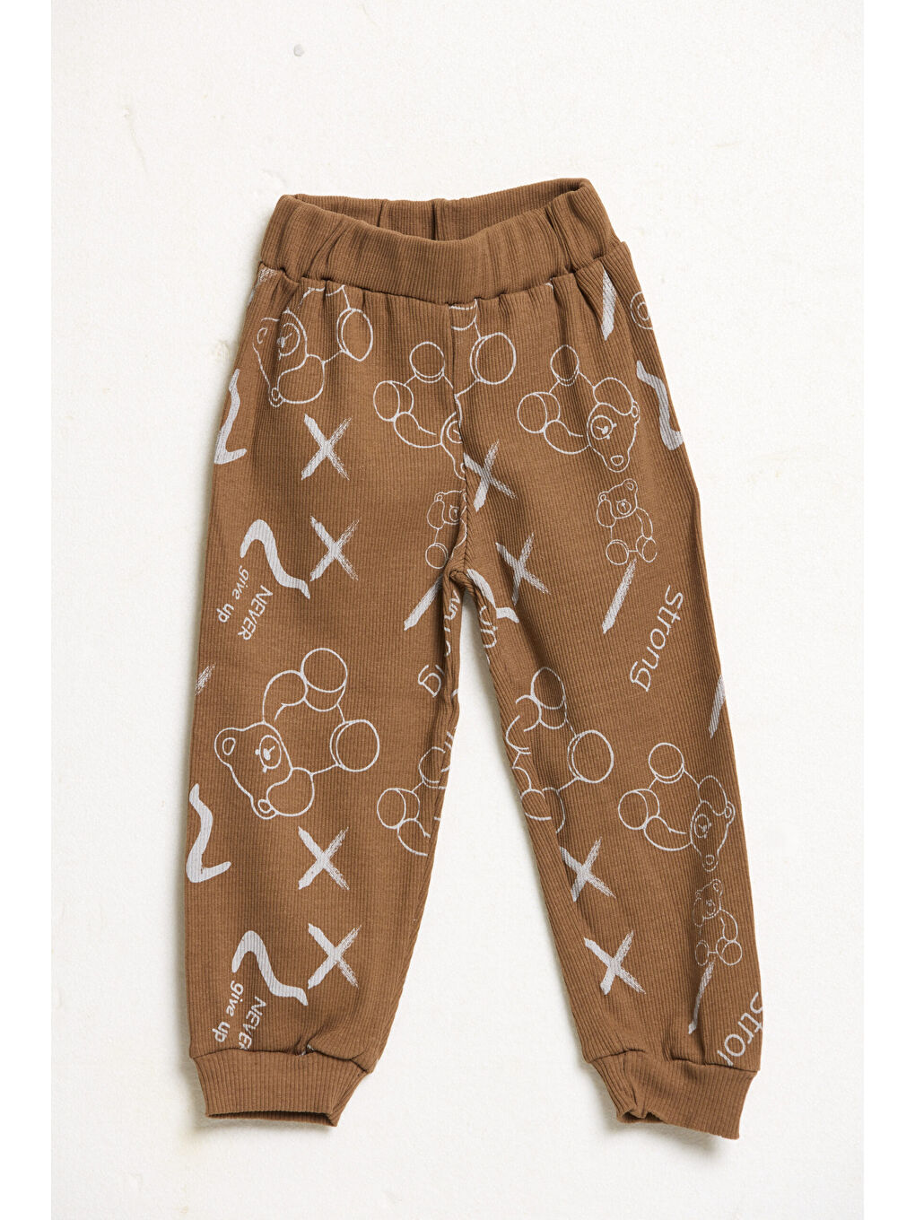 Karışık 5'li Paket Ayıcık Baskılı Bebek Fitilli Jogger Eşofman Altı-3