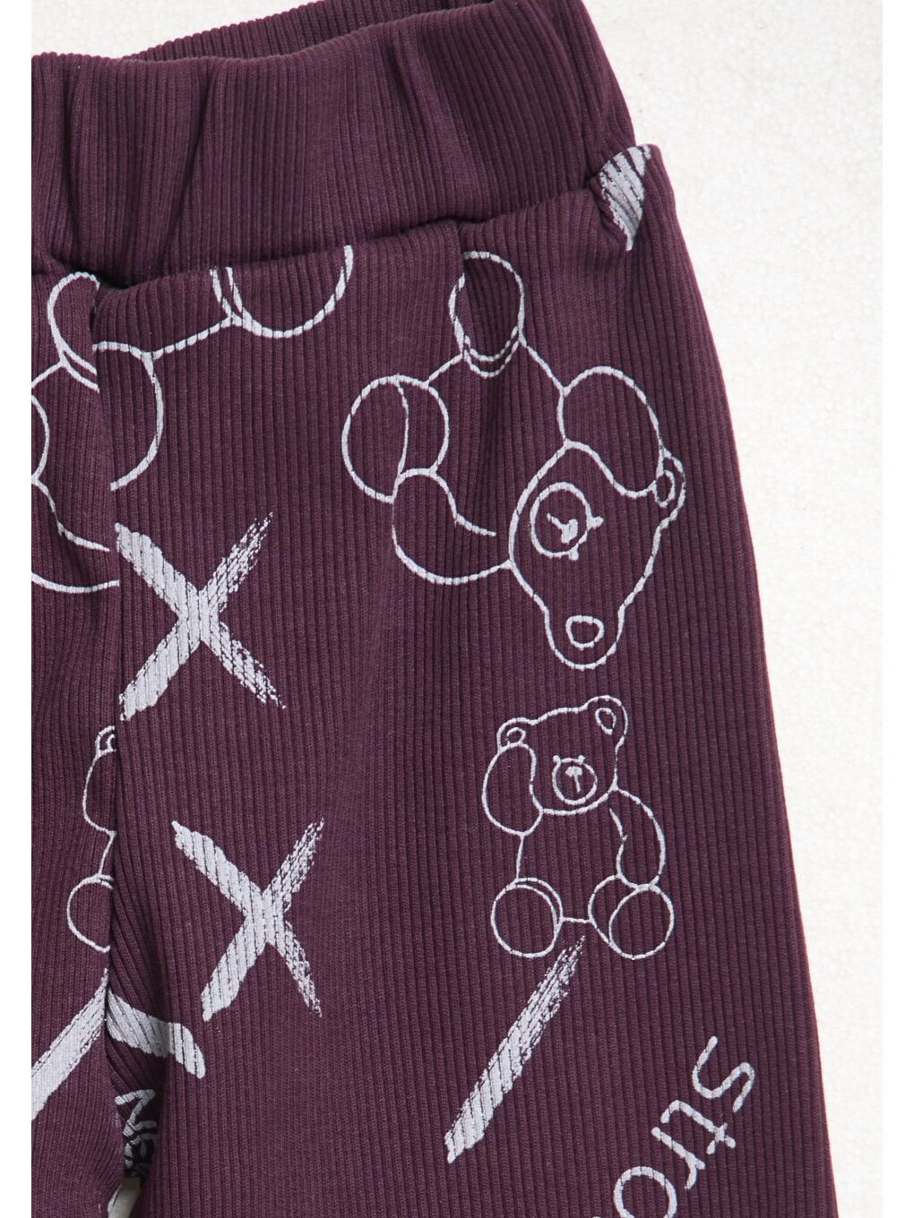 Karışık 5'li Paket Ayıcık Baskılı Bebek Fitilli Jogger Eşofman Altı-8