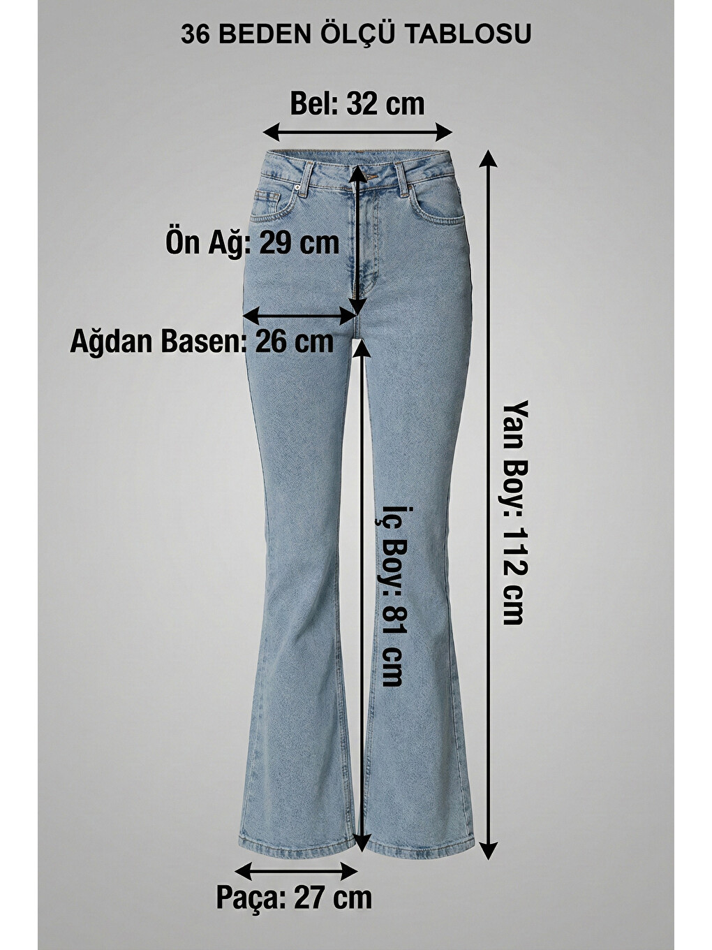 Gri Normal bel kot, ispanyol paça esnek denim kumaş kadın fit and Flare jean pantolon @Morales-4
