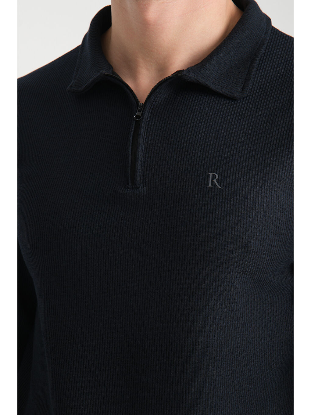 Lacivert Erkek Yarım Fermuarlı Uzun Kol Sweatshirt 7702-4