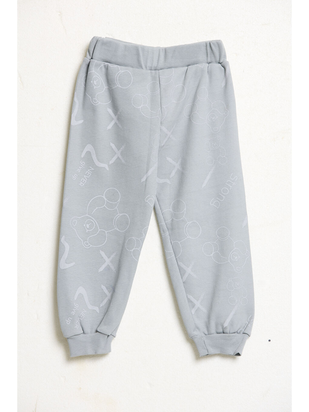 Karışık 5'li Paket Ayıcık Baskılı Bebek Fitilli Jogger Eşofman Altı-11