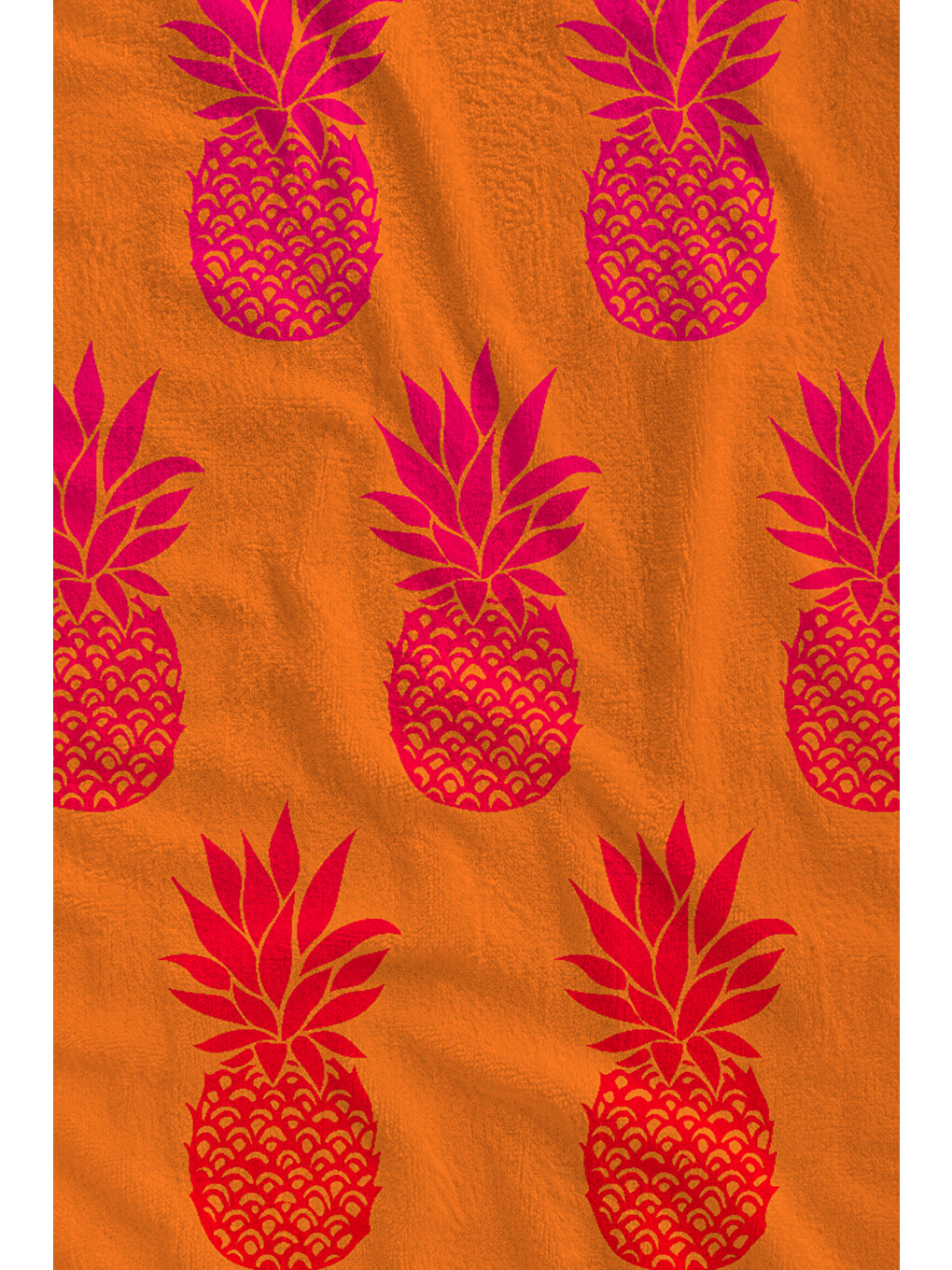 Mercan Pembe Ananas Desenli 70x150 Cm Dijital Baskılı Plaj Ve Banyo Havlusu-1