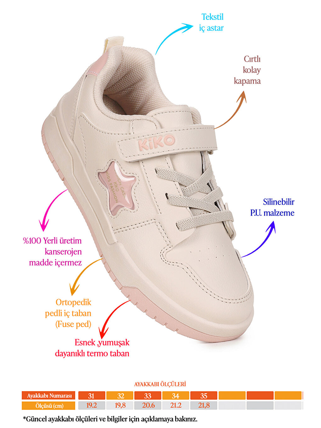 Bej Sand Cırtlı Kız Çocuk Spor Ayakkabı-1