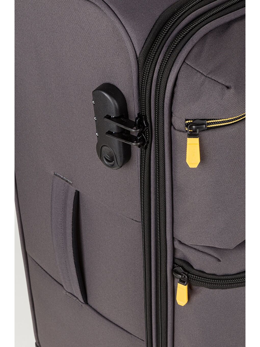 Gri Unisex Vizon Hafif Ultra Light Lüx Kumaş Büyük Boy Valiz-3