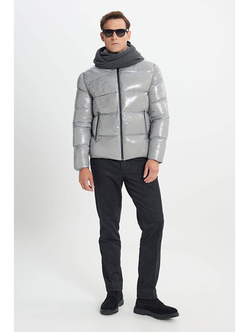 Erkek Antrasit Standart Fit Soğuk Geçirmez Casual Mont-1