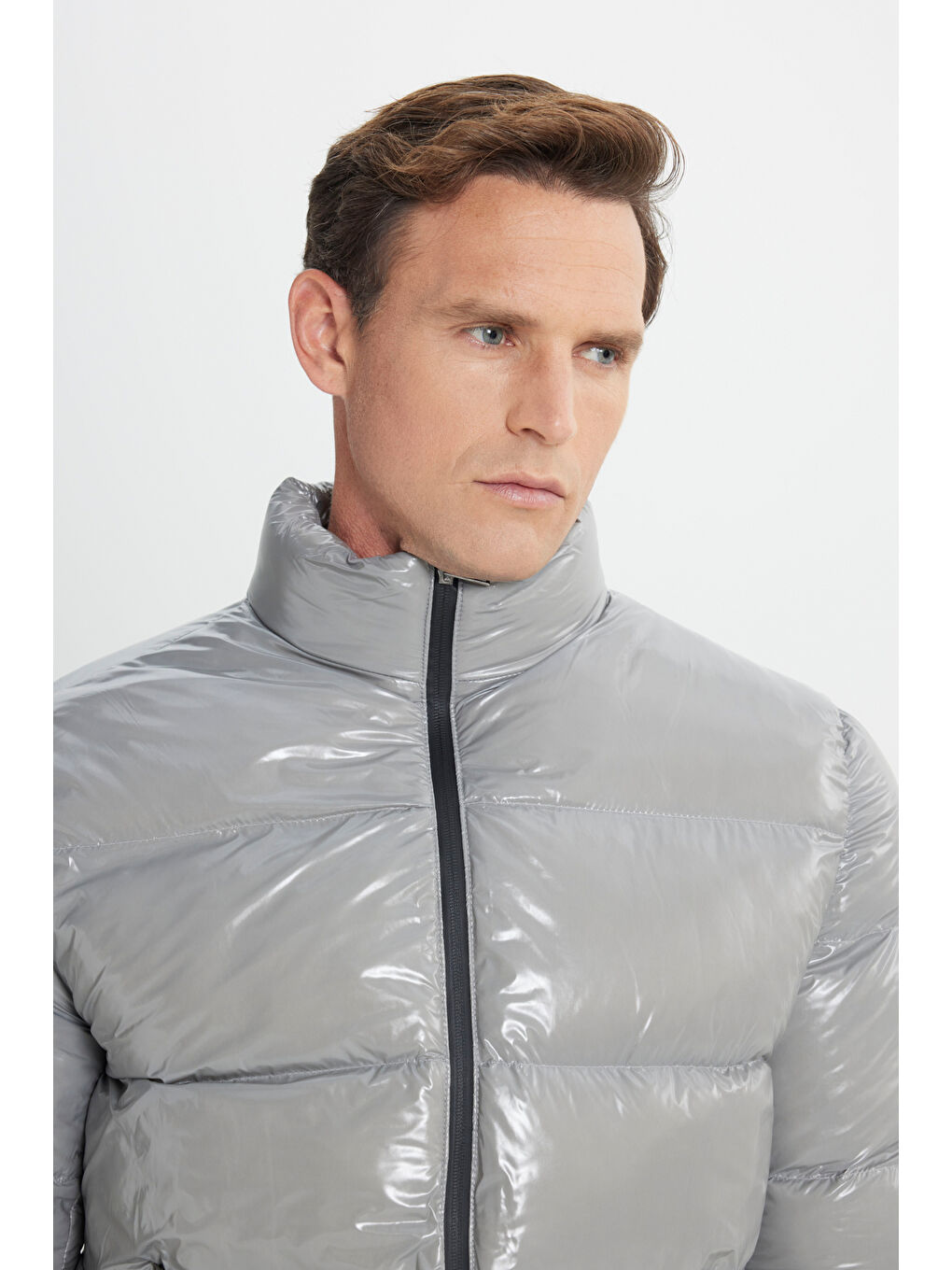 Erkek Antrasit Standart Fit Soğuk Geçirmez Casual Mont-6