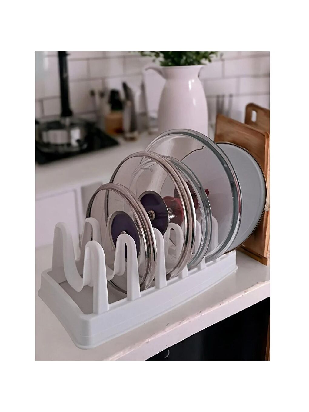 Beyaz Raffy Tencere Kapak Düzenleyici (G-234) 1 Adet