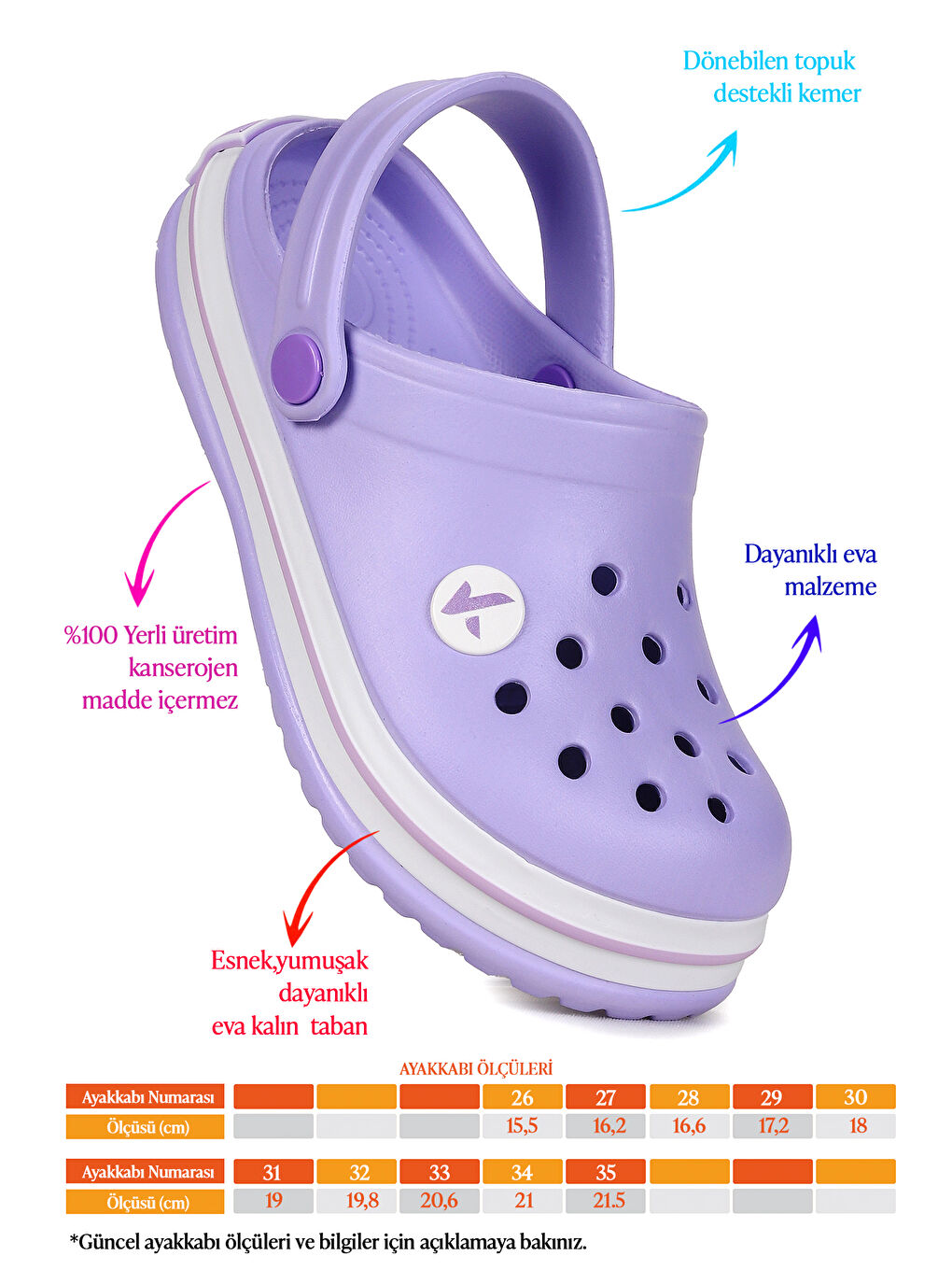 Lila Magda Eva Plaj Havuz Okul Kreş Kız Çocuk Terlik-3