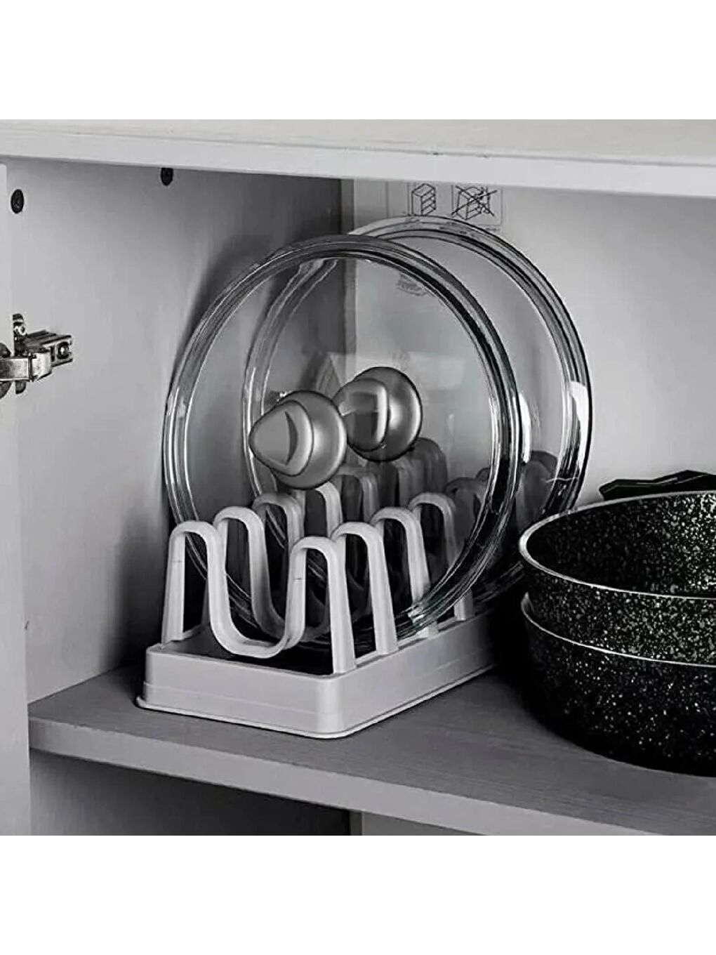 Beyaz Raffy Tencere Kapak Düzenleyici (G-234) 1 Adet-1