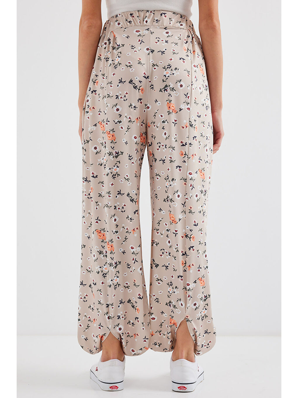 Ekru 6665 Desenli Şalvar Pantolon - Krem-4