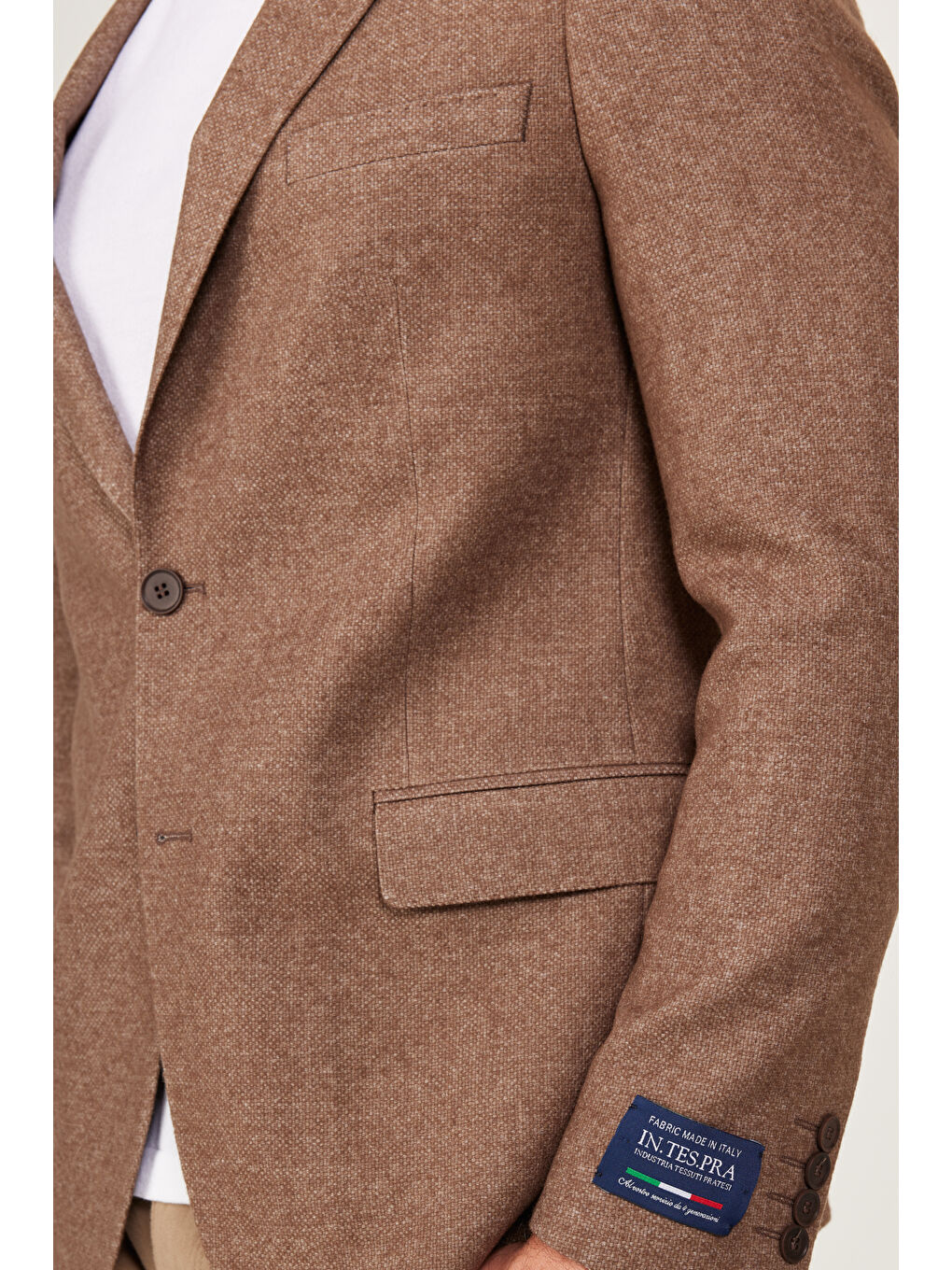 Erkek Kahverengi Slim Fit Dar Kesim Mono Yaka Yünlü Ceket-4