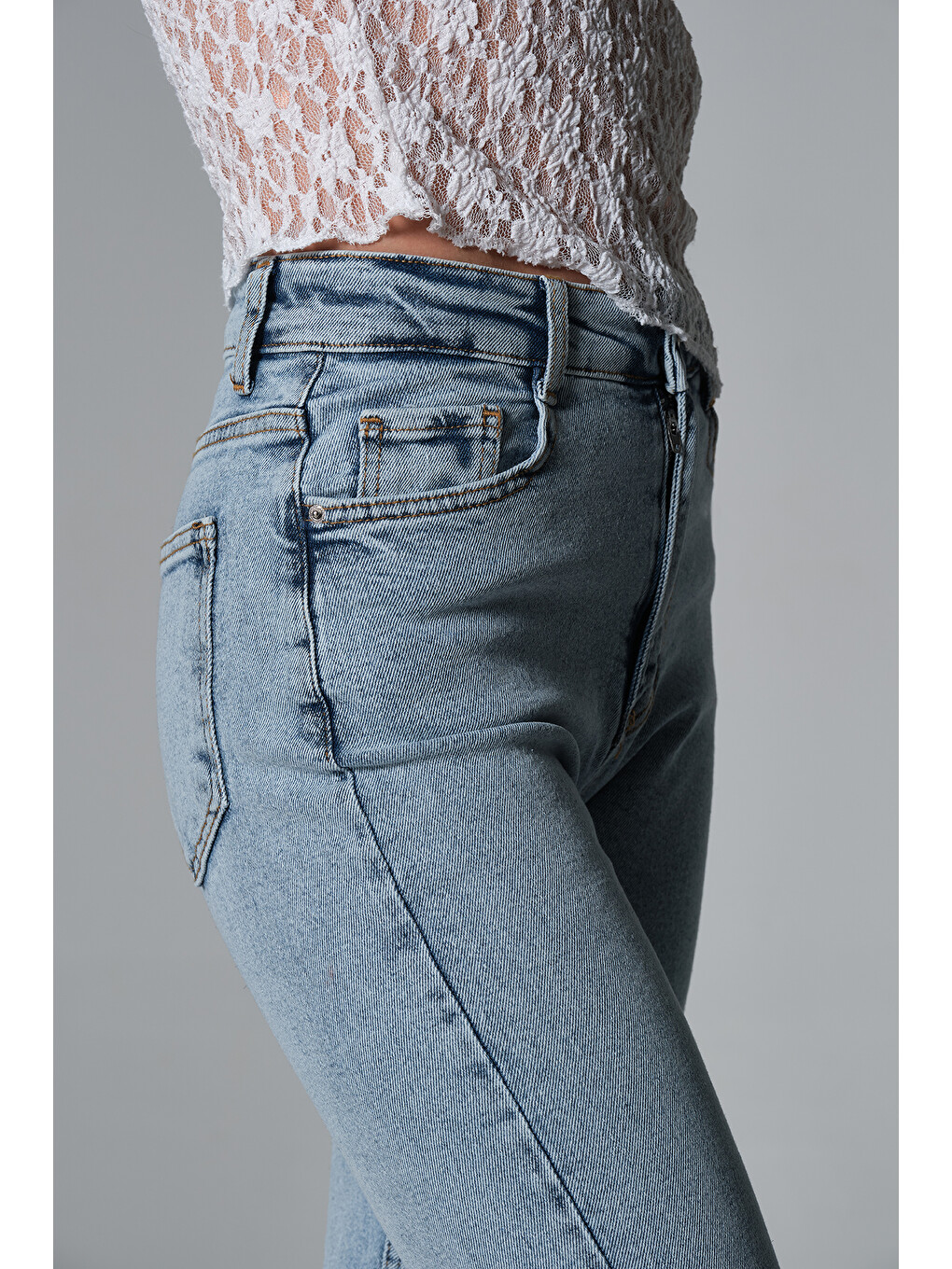 Beyaz Normal bel kot, ispanyol paça esnek denim kumaş kadın fit and Flare jean pantolon @Morales-2
