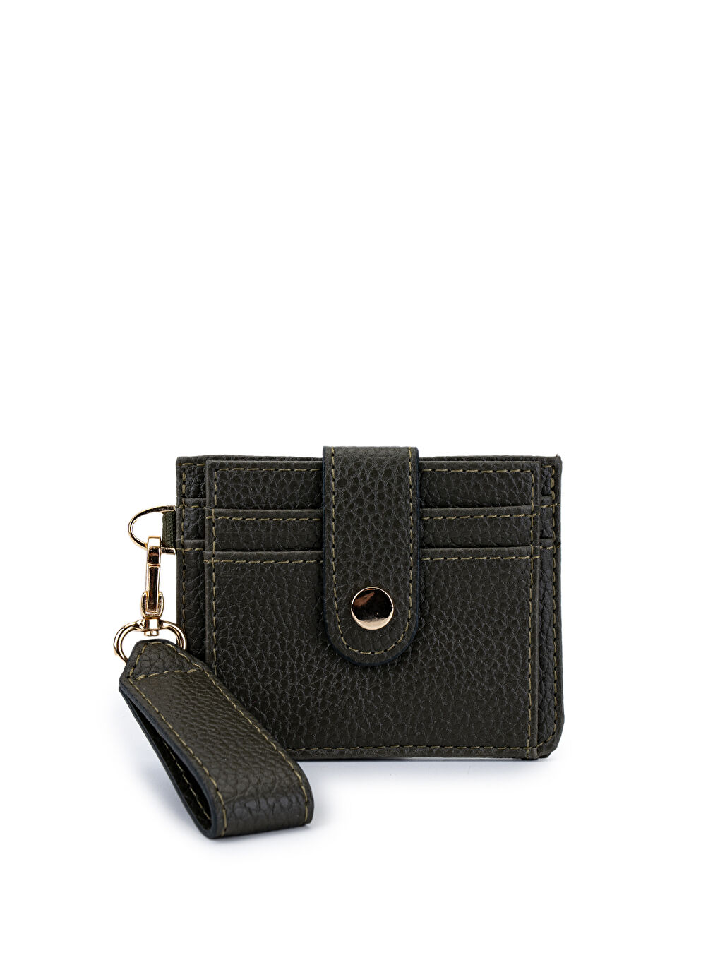 Yeşil Suni Deri Kadın Kartlık Haki MN100