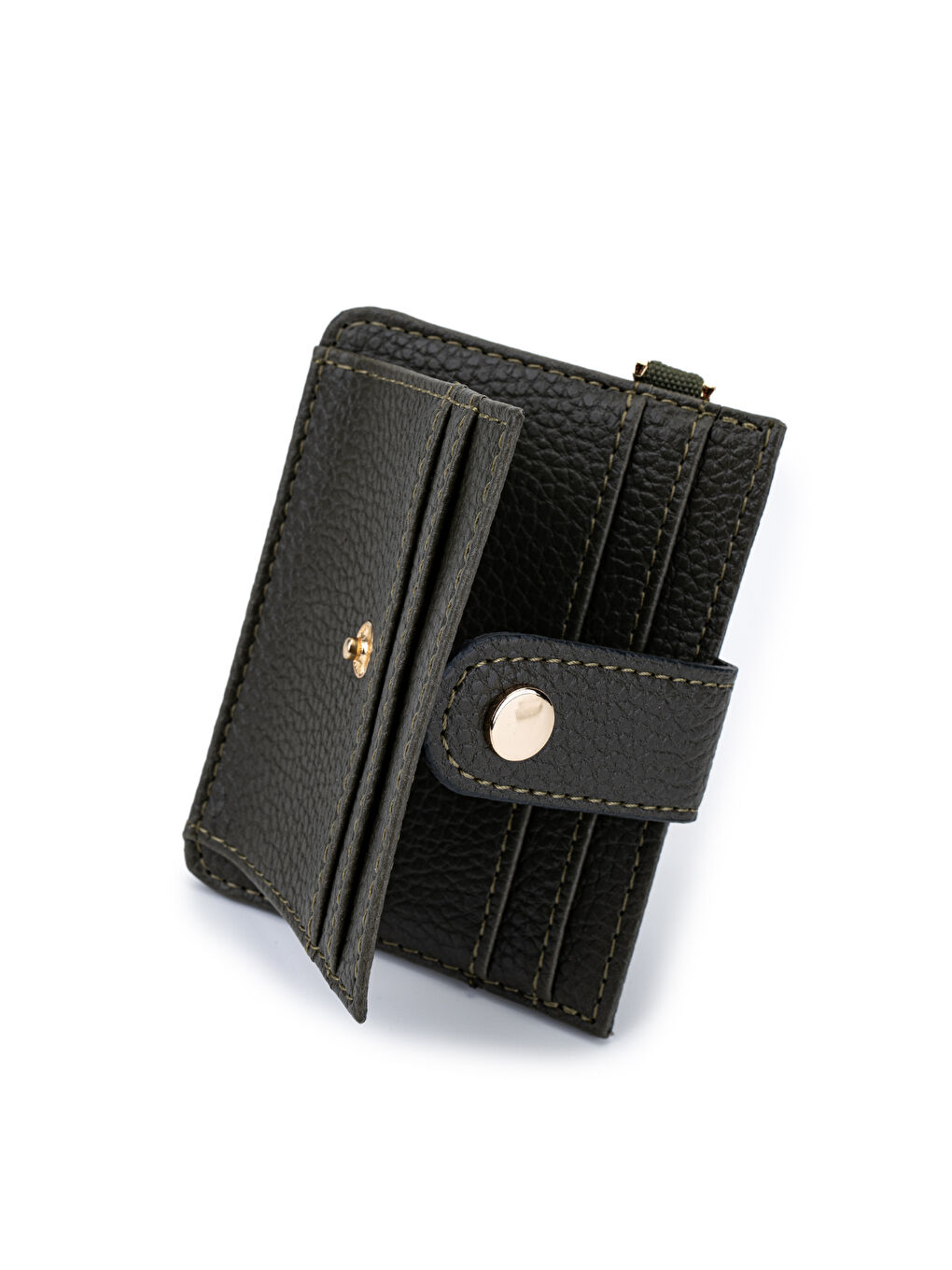 Yeşil Suni Deri Kadın Kartlık Haki MN100-2