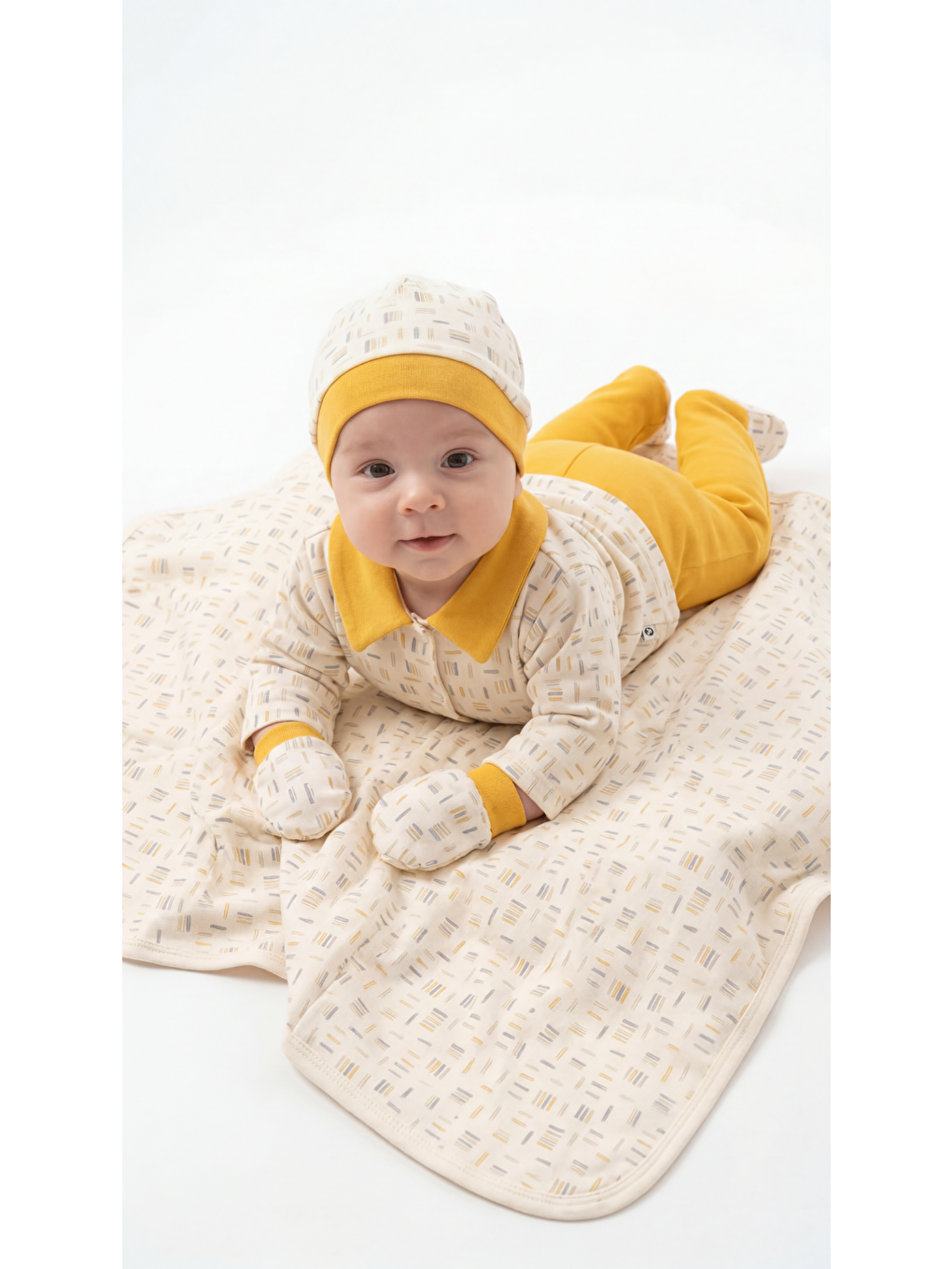 Lila Tüm Alan Desenli Yakalı 6'Lı Erkek Bebek Yenidoğan Takımı-2