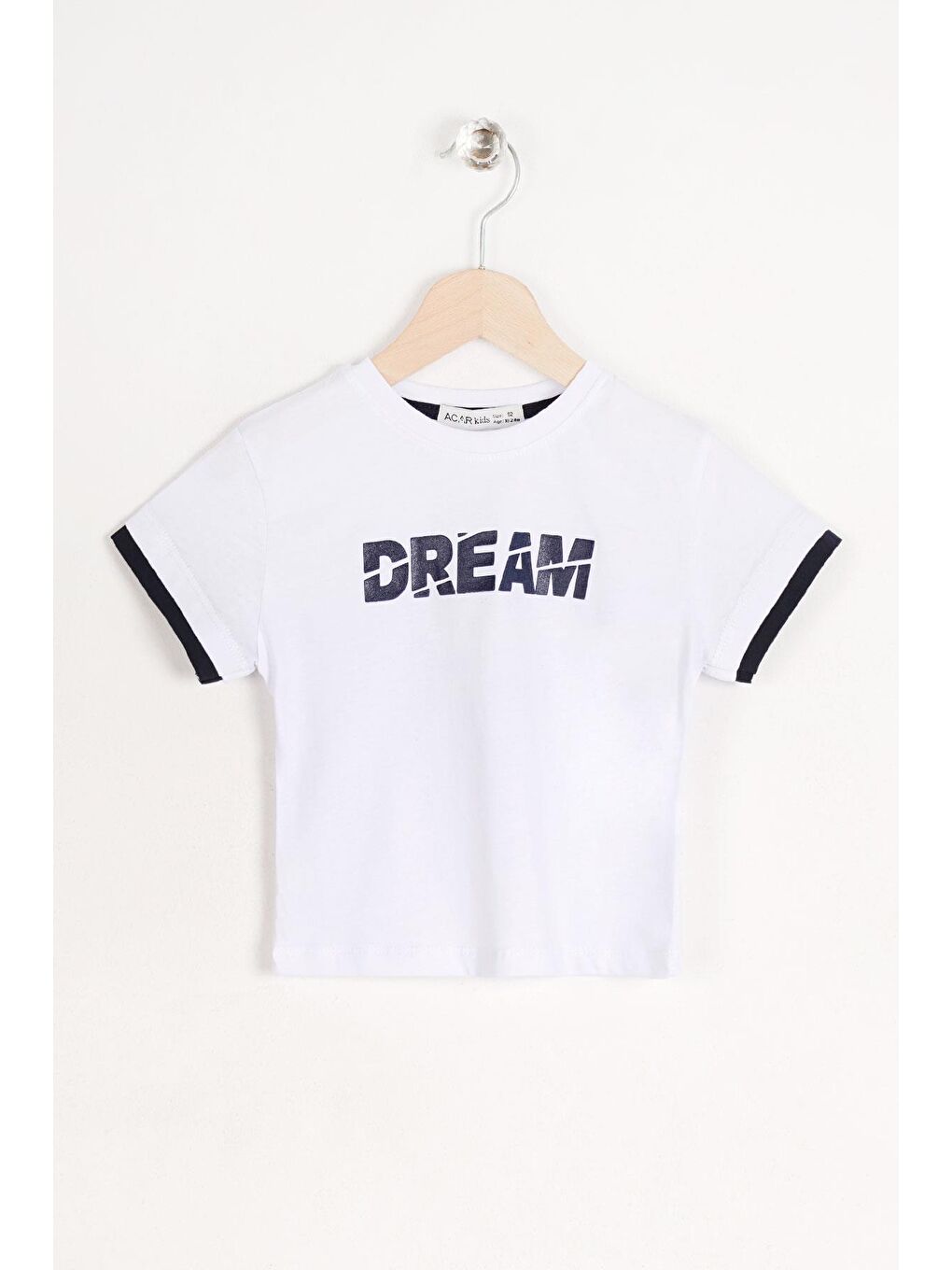 Zepkids Beyaz Bisiklet Yaka Kısa Kol Dreams Baskılı Kısa Kol Beyaz Renk Erkek Çocuk Tshirt - 2