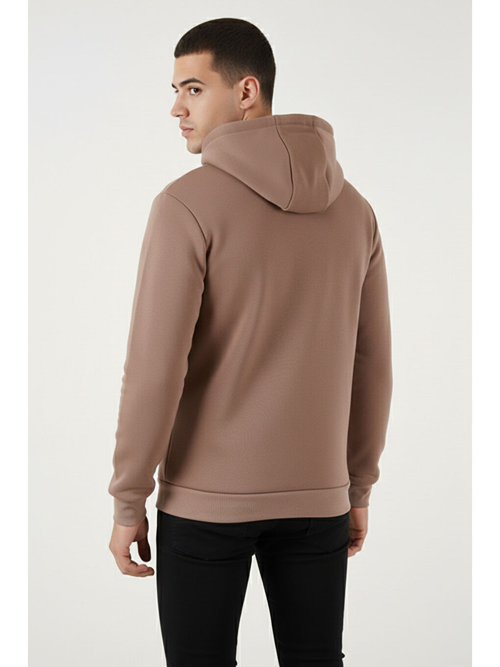 Kahverengi Kanguru Cepli Fermuarlı Kapüşon Yaka Slim Fit Erkek Sweat 575707-5