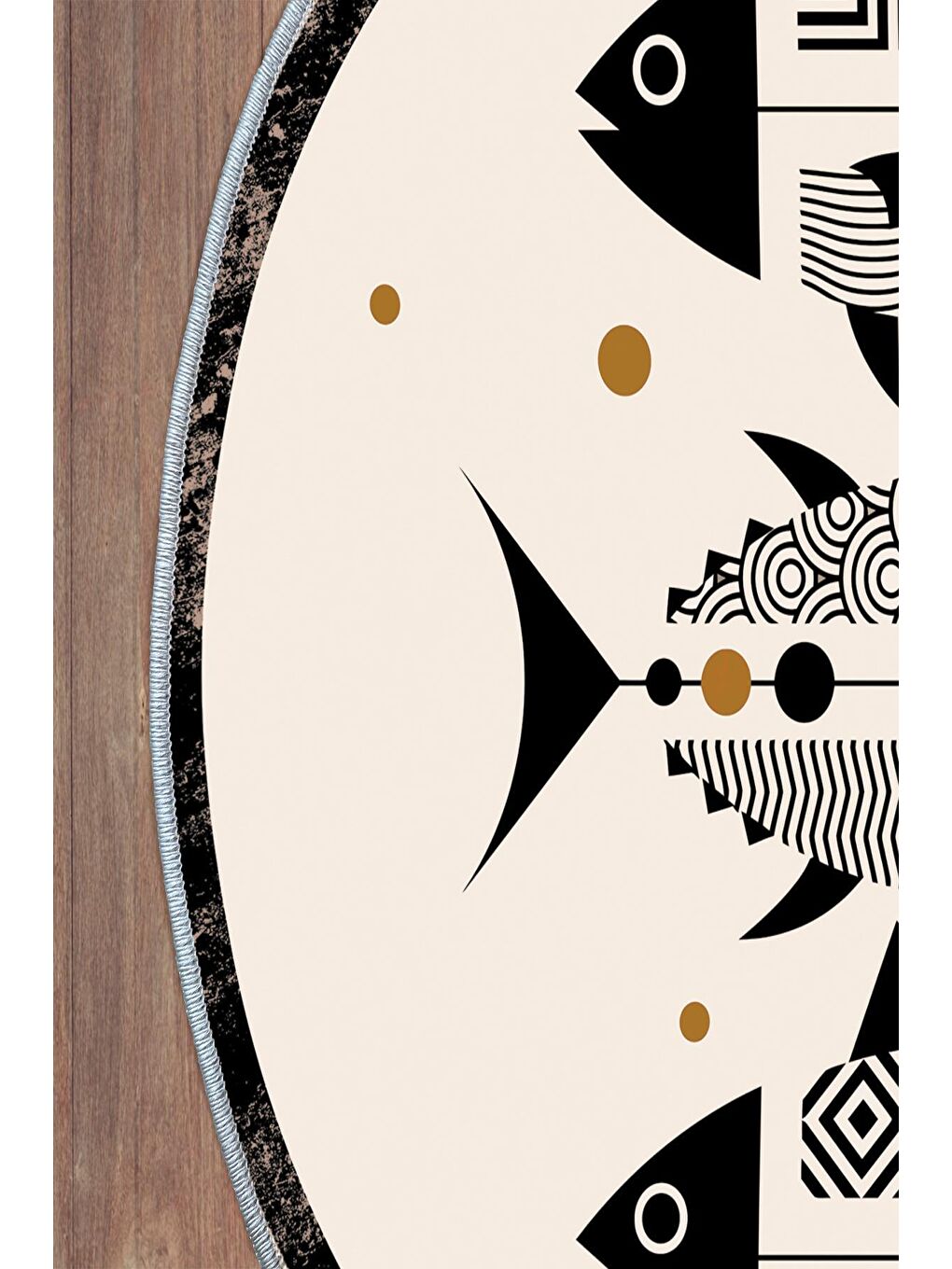 Siyah Dekoratif Özel Tasarım Modern Halısı 180x180 cm-2