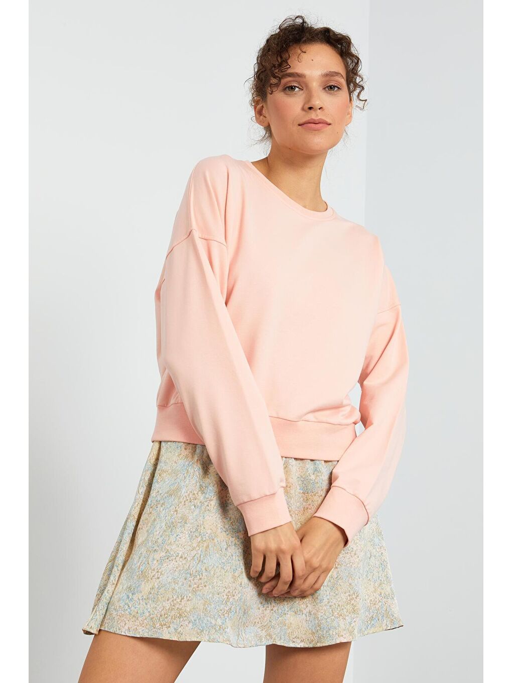 TOMMYLIFE Pembe Basic Rahat Form O Yaka Kadın Sweatshirt - 97114