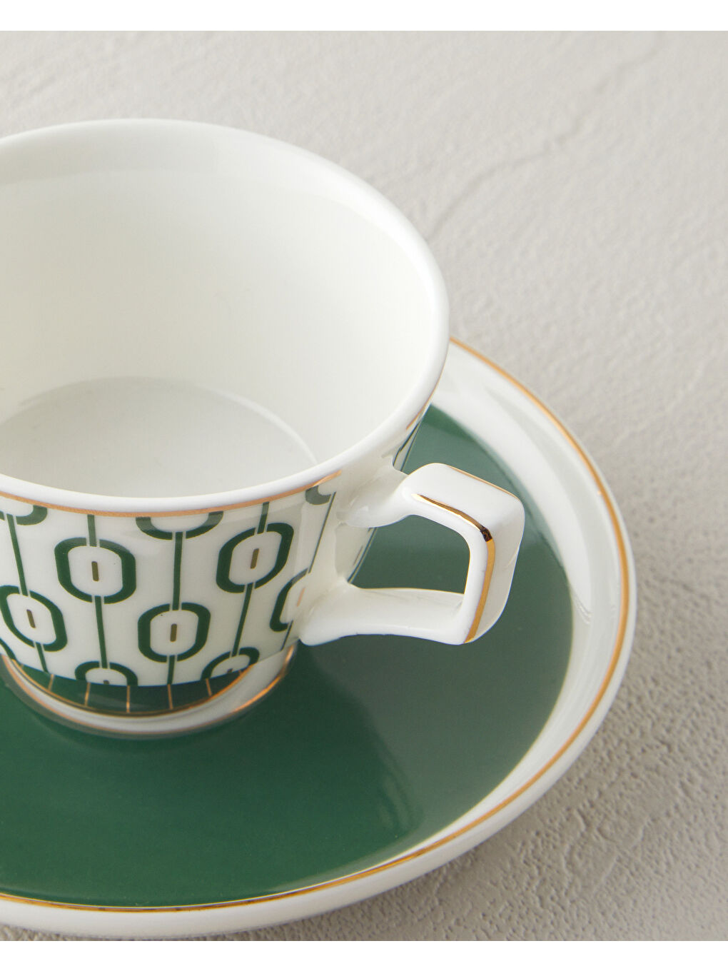 Octavia New Bone China 4 Parça 2 Kişilik Kahve Fincan Takımı 90 ml Koyu Yeşil-3