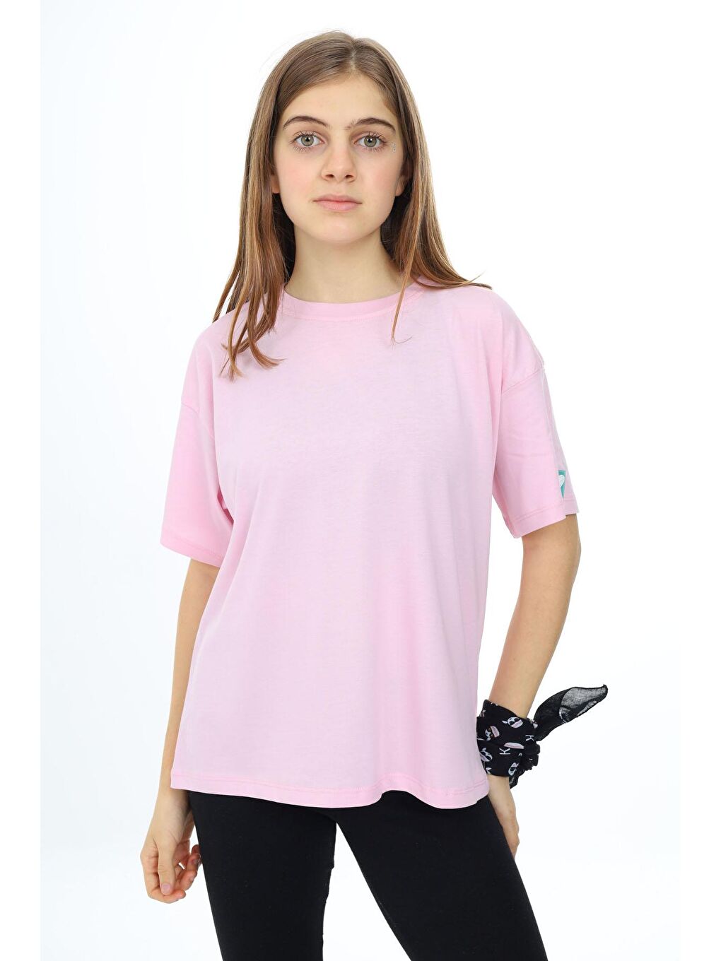 Toz Pembe Kısa Kollu Basic Kız Çocuk T-shirt 17775