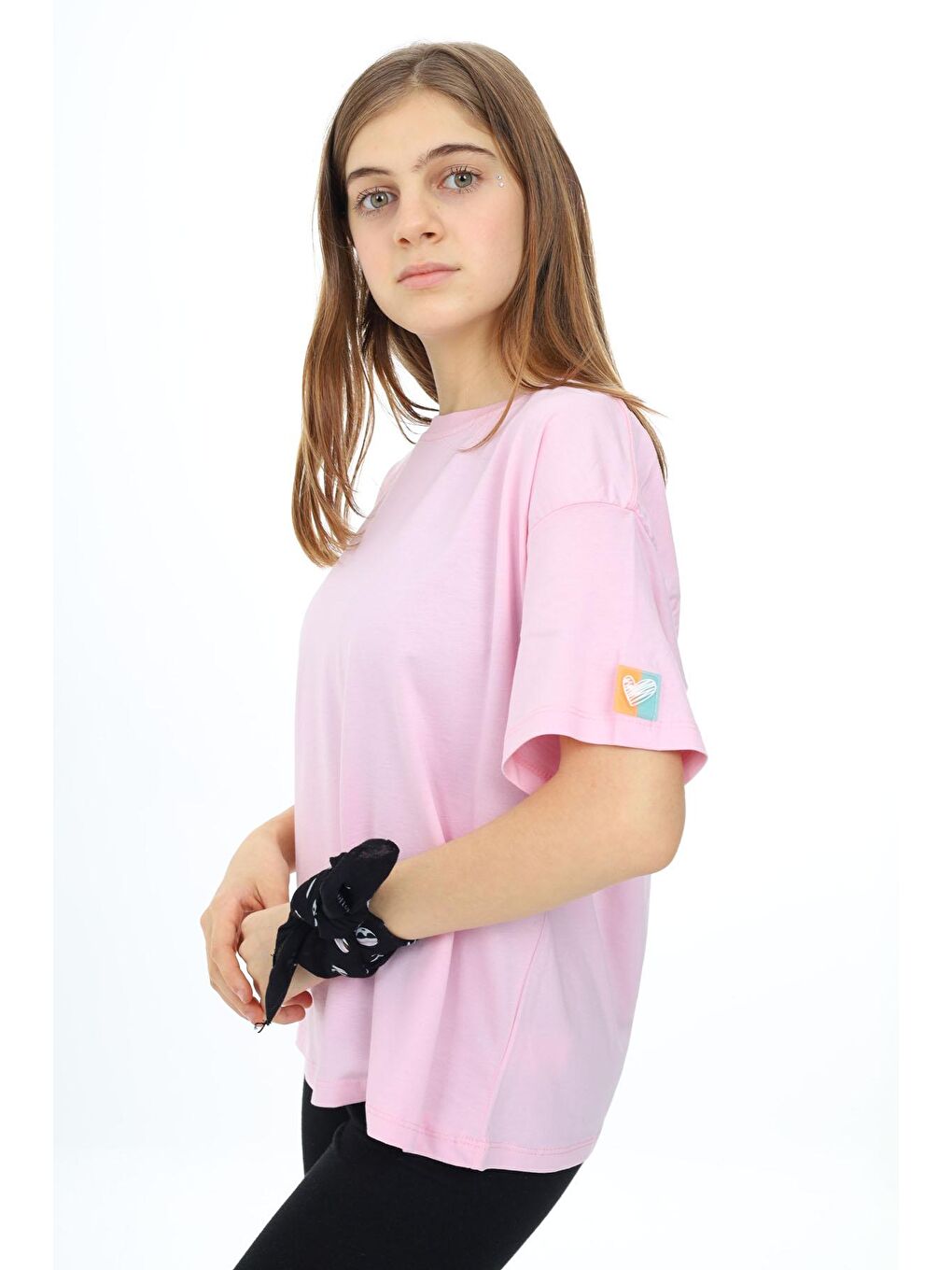 Toz Pembe Kısa Kollu Basic Kız Çocuk T-shirt 17775-1