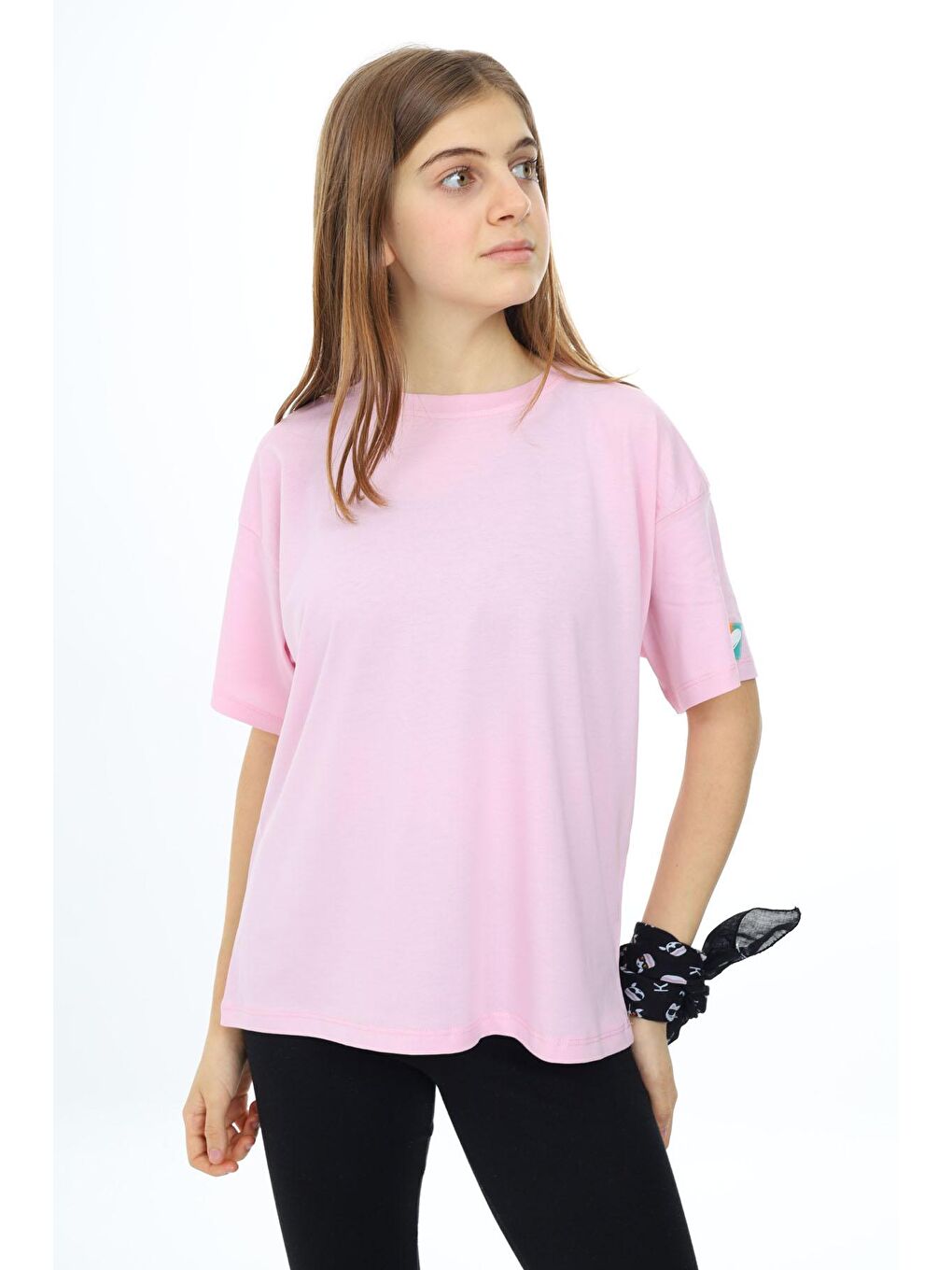 Toz Pembe Kısa Kollu Basic Kız Çocuk T-shirt 17775-2