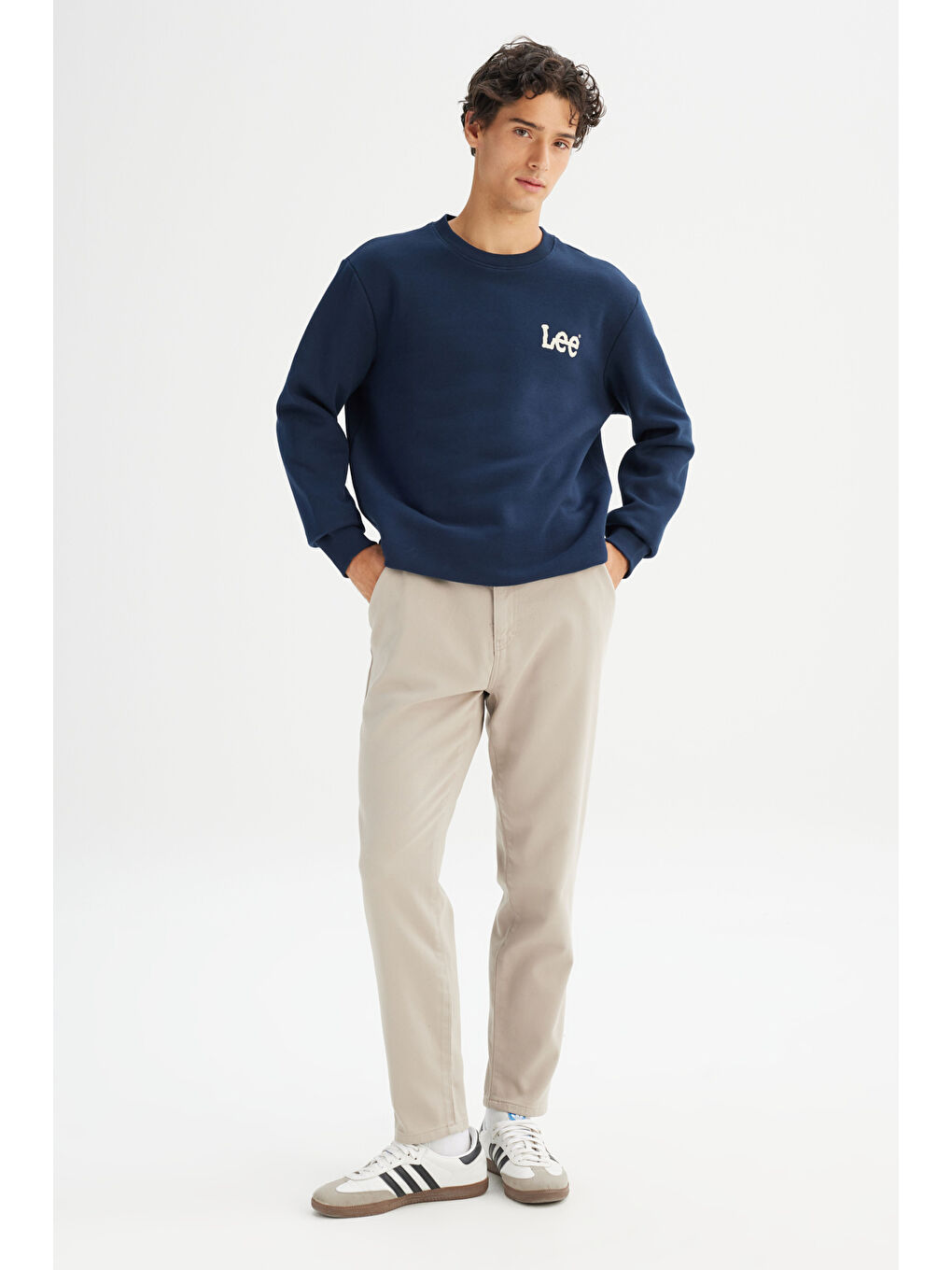 Lacivert Regular Fit Bisiklet Yaka İçi Polarlı Sweatshirt-1