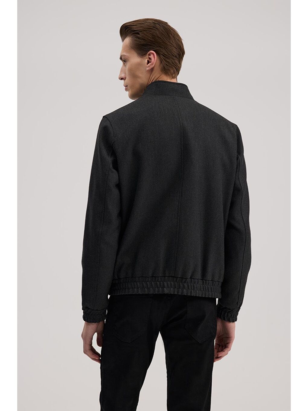 Antrasit Slim Fit Mono Yaka Cepli Ceket Görünümlü Mont-3
