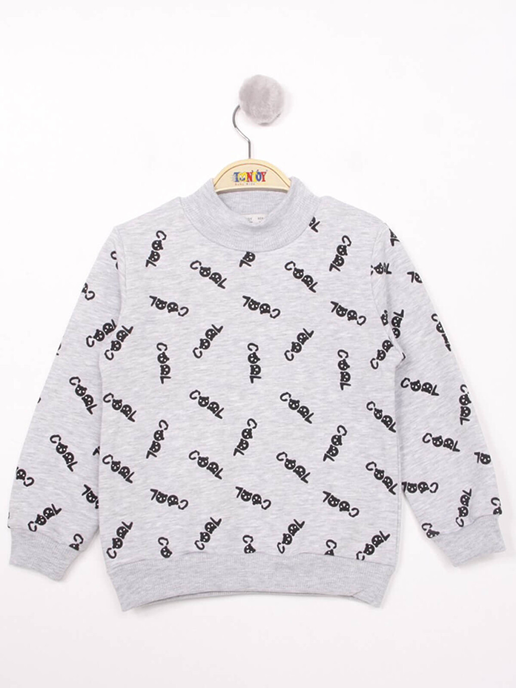 Gri Erkek Çocuk Komple Baskılı İçi Pamuklu Sweatshirt