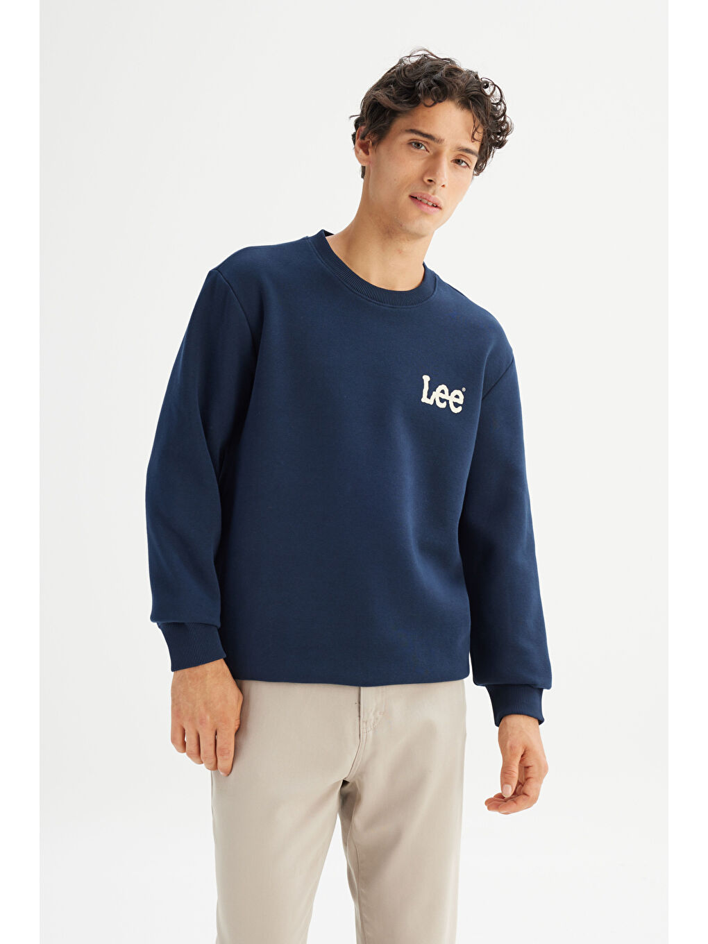 Lacivert Regular Fit Bisiklet Yaka İçi Polarlı Sweatshirt-2