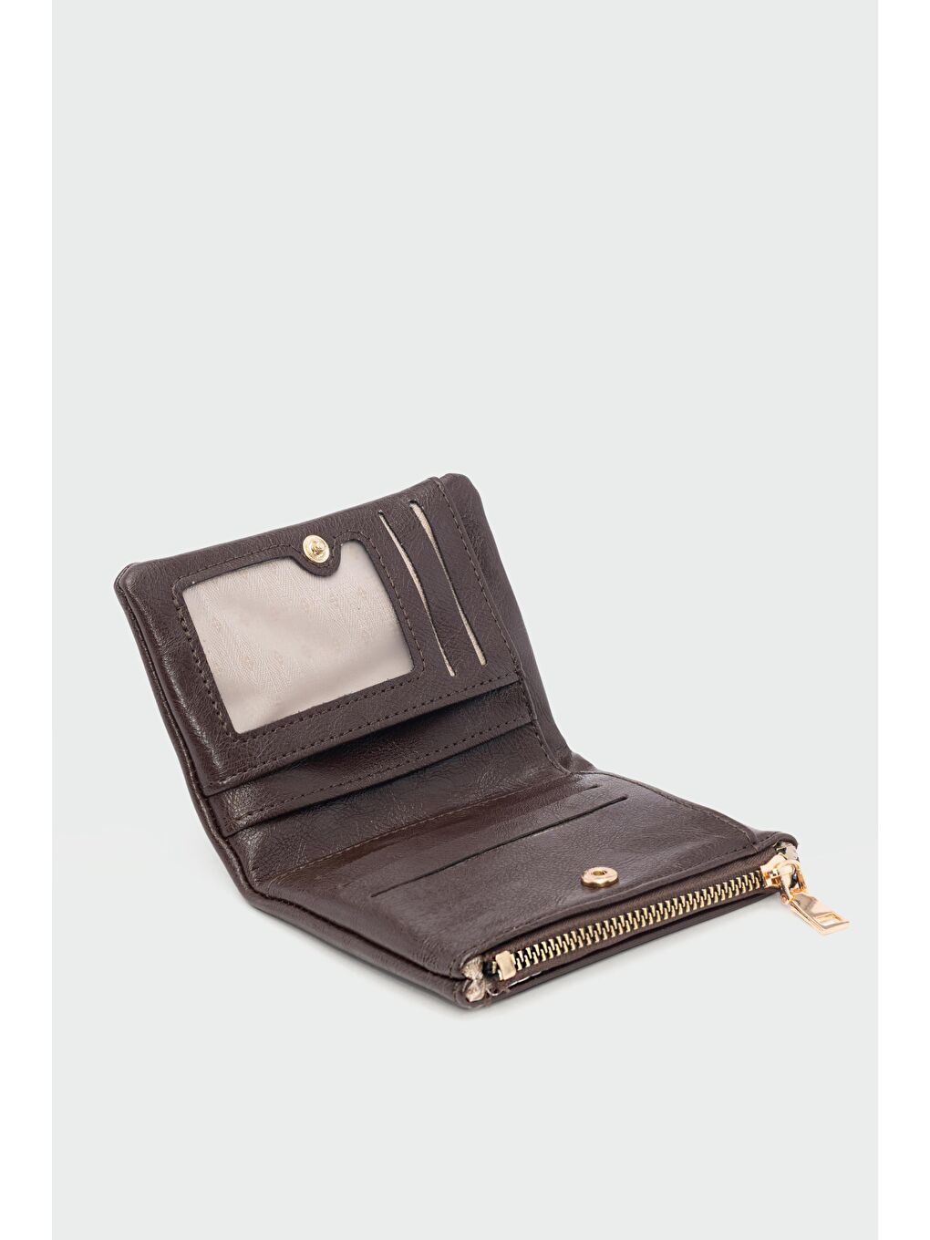 Kahverengi Elsa Düğmeli Kadın Cüzdan Kahve-2
