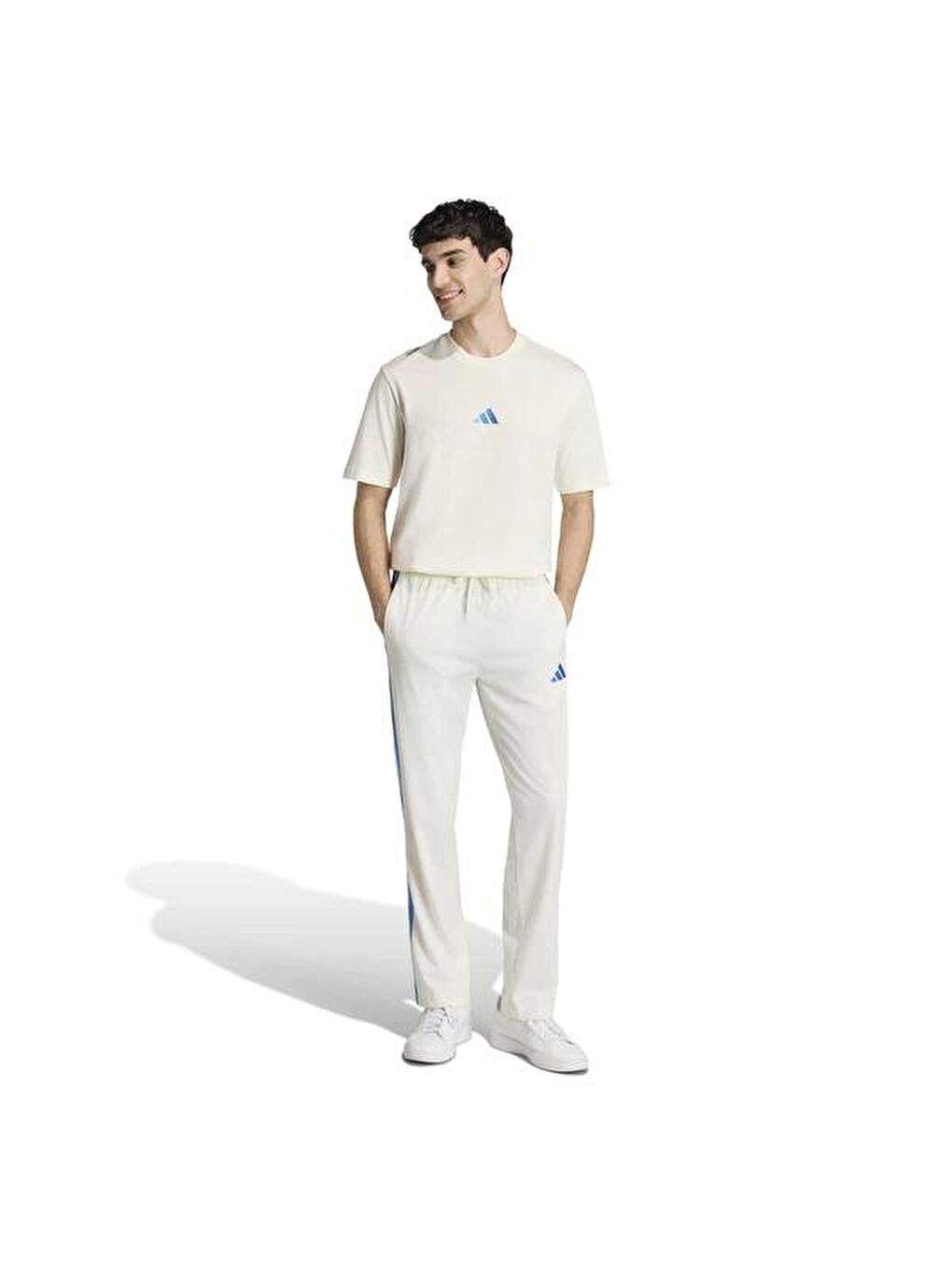 Essentials Small Logo Single Jersey Erkek Ekru Yuvarlak Yaka Tişört-3