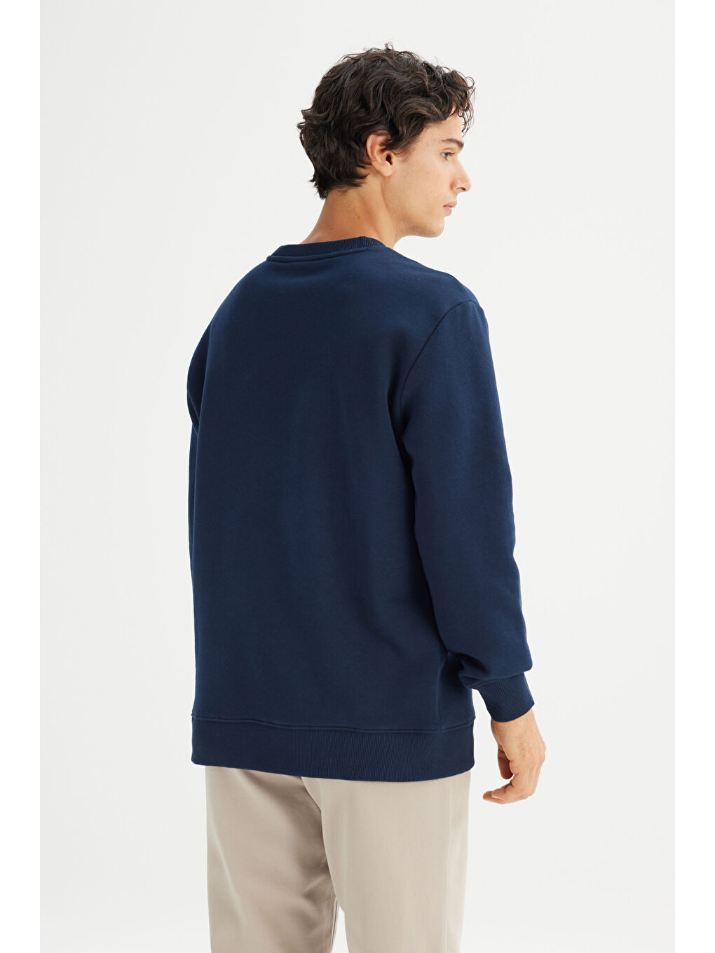 Lacivert Regular Fit Bisiklet Yaka İçi Polarlı Sweatshirt-4