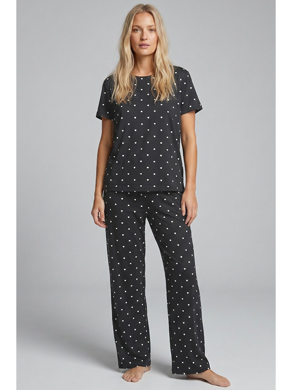 Karışık Pamuklu Örme Pijama Takımı 8025-1