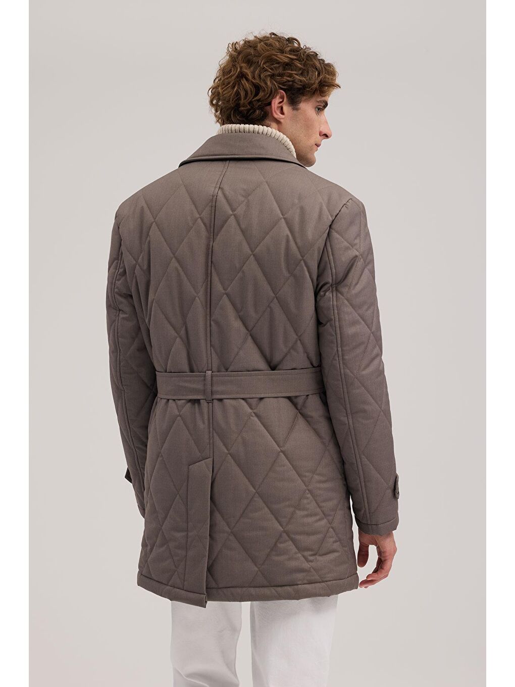 Bej Vizon Comfort Fit Bebe Yaka Fermuarlı Mont-3